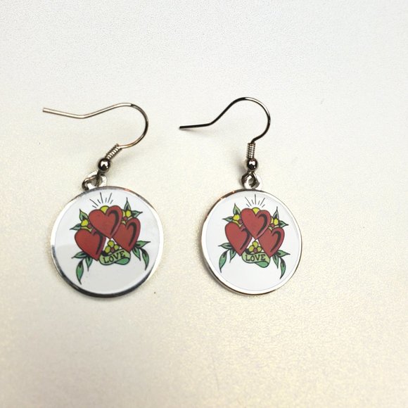 ED HARDY VINTAGE Style Earrings /HEAR HOOP EARRINGS - Picture 3 of 4